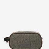 Brown felt women's toiletry bag