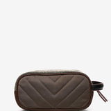 Brown felt women's toiletry bag