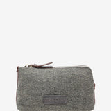 Women's flat felt toiletry bag in brown