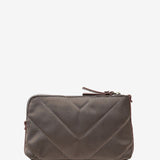 Women's flat felt toiletry bag in brown