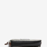 Women's flat felt toiletry bag in brown