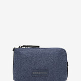 Women's flat felt toiletry bag in blue