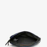 Women's flat felt toiletry bag in blue