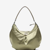 Women's hobo bag with satin effect in green