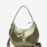 Women's hobo bag with satin effect in green