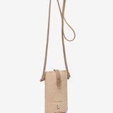 Women's mobile phone bag with beige sheepskin