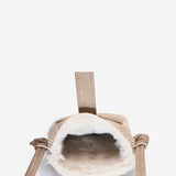 Women's mobile phone bag with beige sheepskin