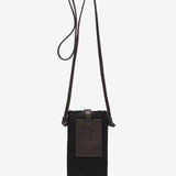 Women's mobile phone bag with black sheepskin