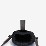 Women's mobile phone bag with black sheepskin