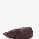 Women's leather hobo bag with braiding in brown