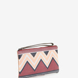 Women's toiletry bag with geometric print in burgundy