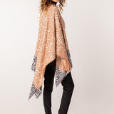 Poncho de mujer estampado en camel