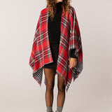 Poncho de mujer reversible en rojo y azul