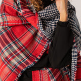 Poncho de mujer reversible en rojo y azul