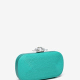 Turquoise braided clutch