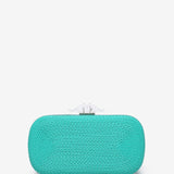 Turquoise braided clutch