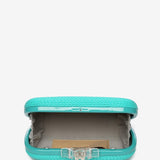 Turquoise braided clutch