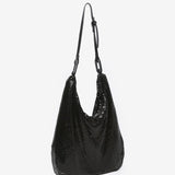Women's hobo party bag in black metallic mesh