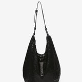 Women's hobo party bag in black metallic mesh