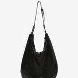 Women's hobo party bag in black metallic mesh