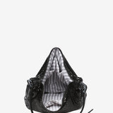Women's hobo party bag in black metallic mesh