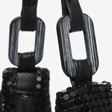 Women's hobo party bag in black metallic mesh