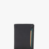 Portafoglio da uomo in pelle nera con portamonete
