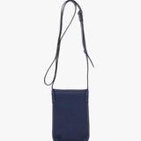 Women's mobile phone bag in blue leather