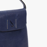 Women's mobile phone bag in blue leather