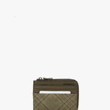 Women's leather wallet-card holder with green checkered print