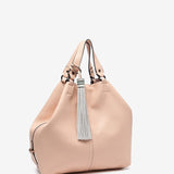 Women's shopper bag with tassel in pink