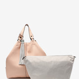 Women's shopper bag with tassel in pink