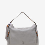 Women's hobo bag with tassel in grey