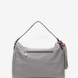 Women's hobo bag with tassel in grey