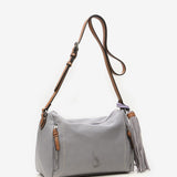 Women's shoulder bag with tassel in grey