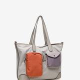 Women's shopper bag in beige nylon