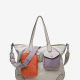 Women's shopper bag in beige nylon