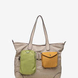 Women's shopper bag in camel nylon