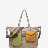 Women's shopper bag in camel nylon