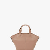 Small women's shopper bag in beige leather