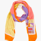 Orange printed women's scarf