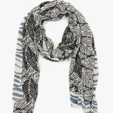 Black and white tropical print scarf