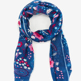 Women's scarf with boho print in blue