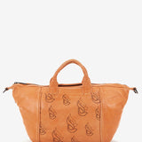 Bolso bowling de mujer en piel troquelada naranja