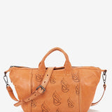 Bolso bowling de mujer en piel troquelada naranja