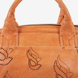 Bolso bowling de mujer en piel troquelada naranja