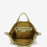 Women's bowling bag in green die-cut leather