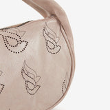 Women's handbag in beige perforated leather