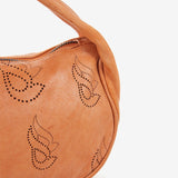 Bolso de mano de mujer en piel troquelada naranja