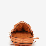 Women's backpack in orange braided leather